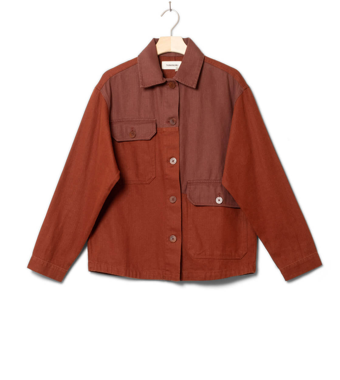 Thinking Mu W Jacket Zaha Herringbone brown toasted