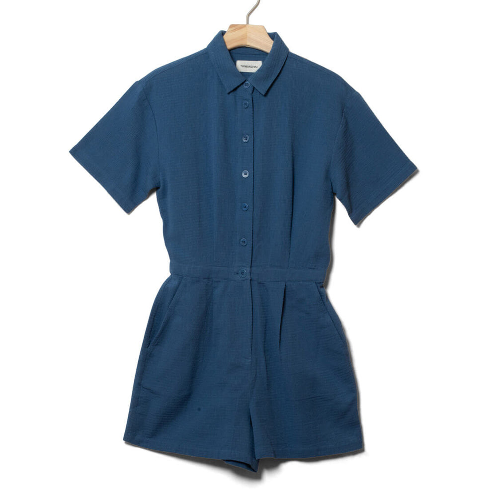 Thinking Mu W Jumpsuit Agata blue dark heritage loop
