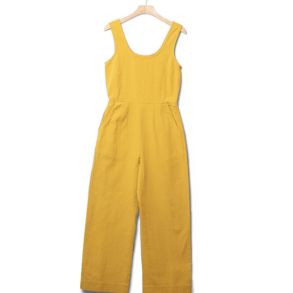 Thinking Mu W Jumpsuit Rafflesia yellow ambar crinkled