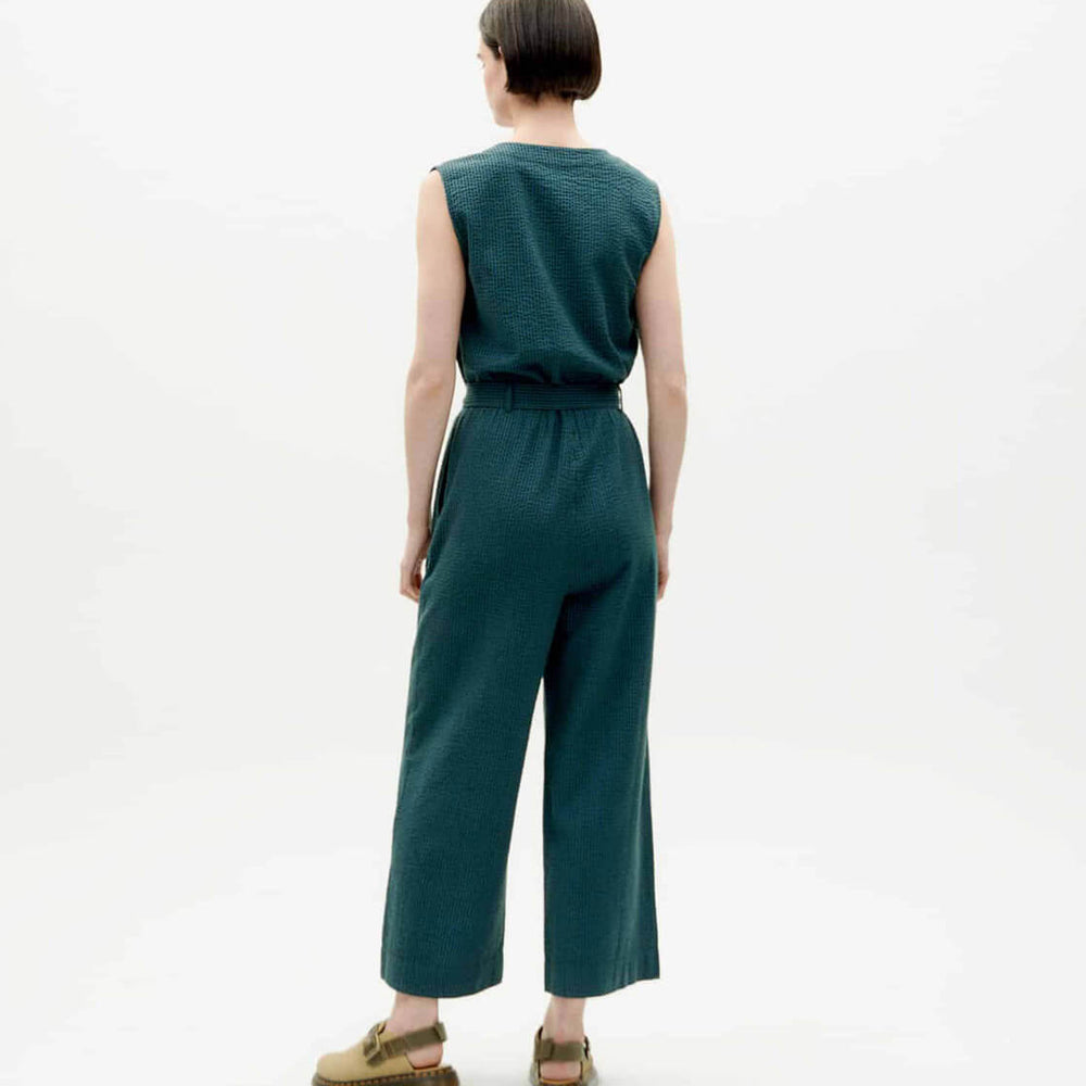 
                      
                        Thinking Mu W Jumpsuit Winona Seersucker blue bottle green checks
                      
                    