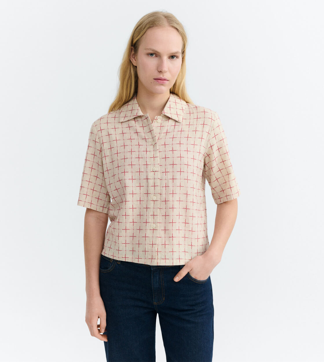 Thinking Mu W Shirt Ane beige lattice