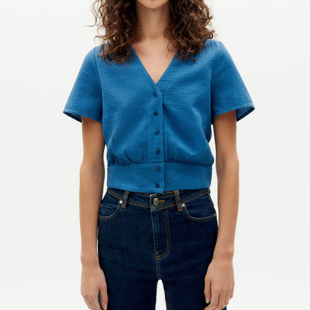 Thinking Mu W Shirt Celina blue dark heritage loop