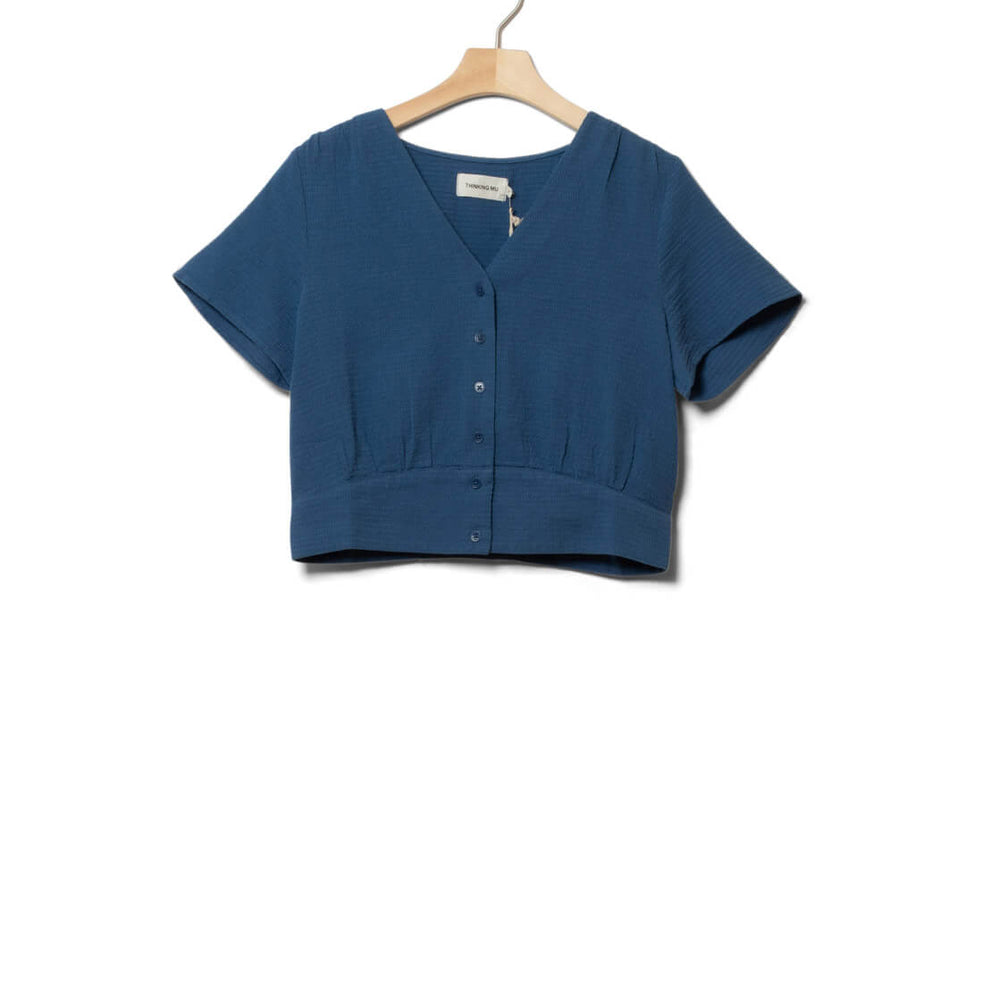Thinking Mu W Shirt Celina blue dark heritage loop