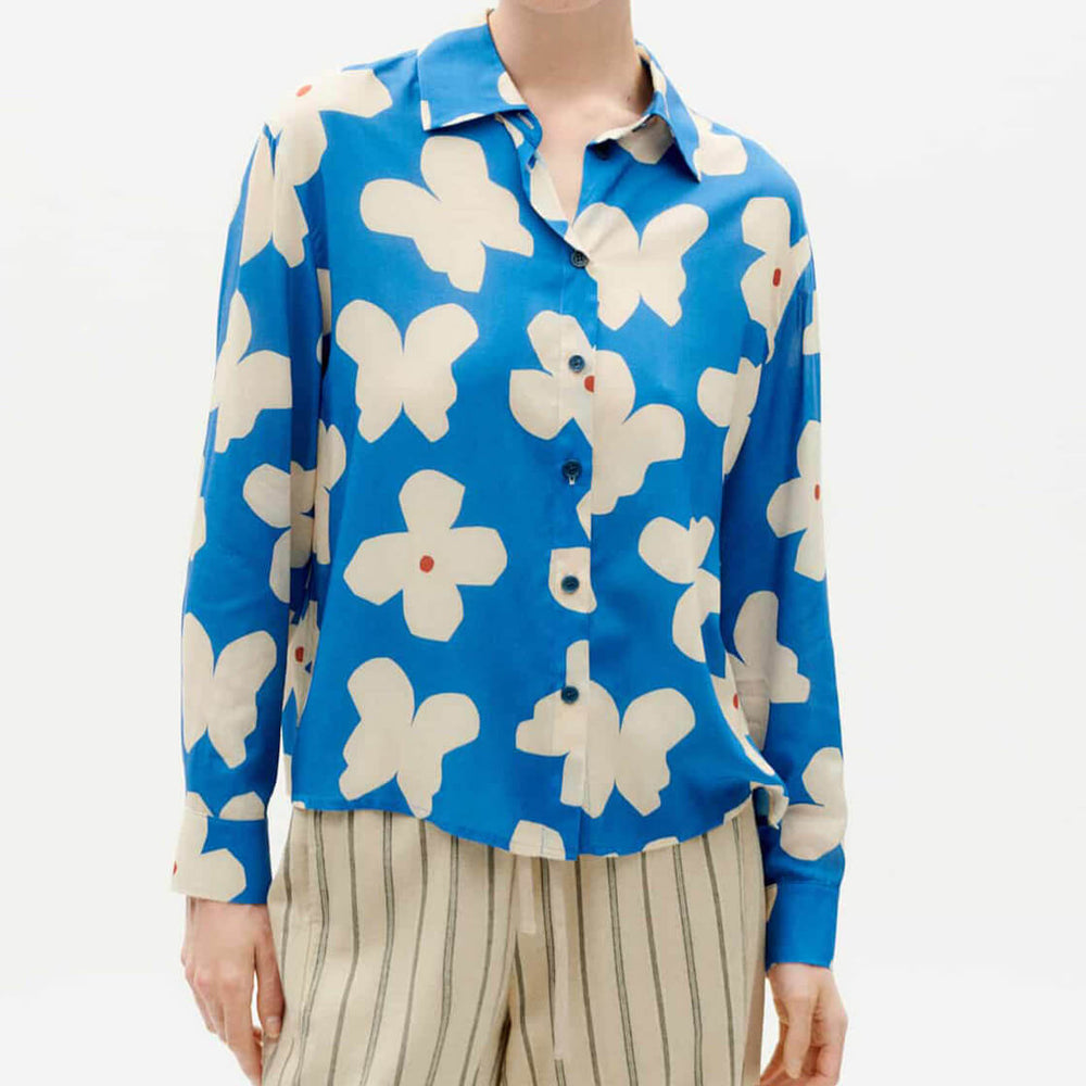 Thinking Mu W Shirt Kati blue big butterfly