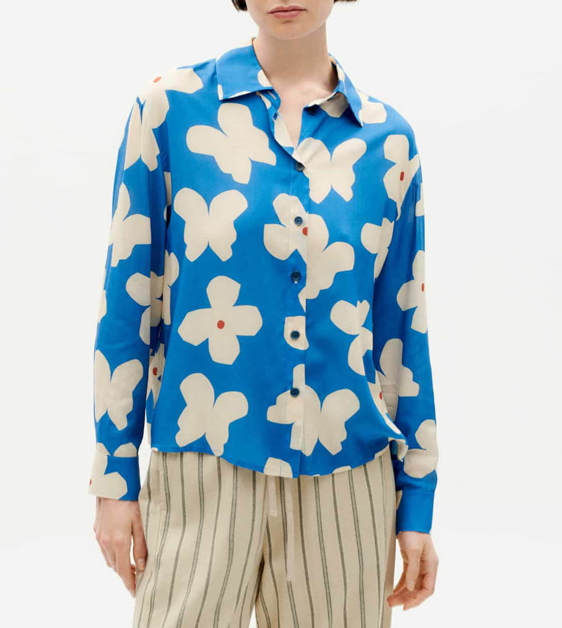 Thinking Mu W Shirt Kati blue big butterfly