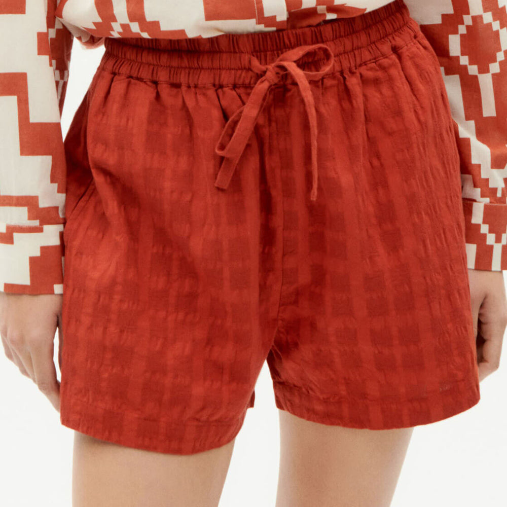 Thinking Mu W Shorts Geranio red orangered cuadrito