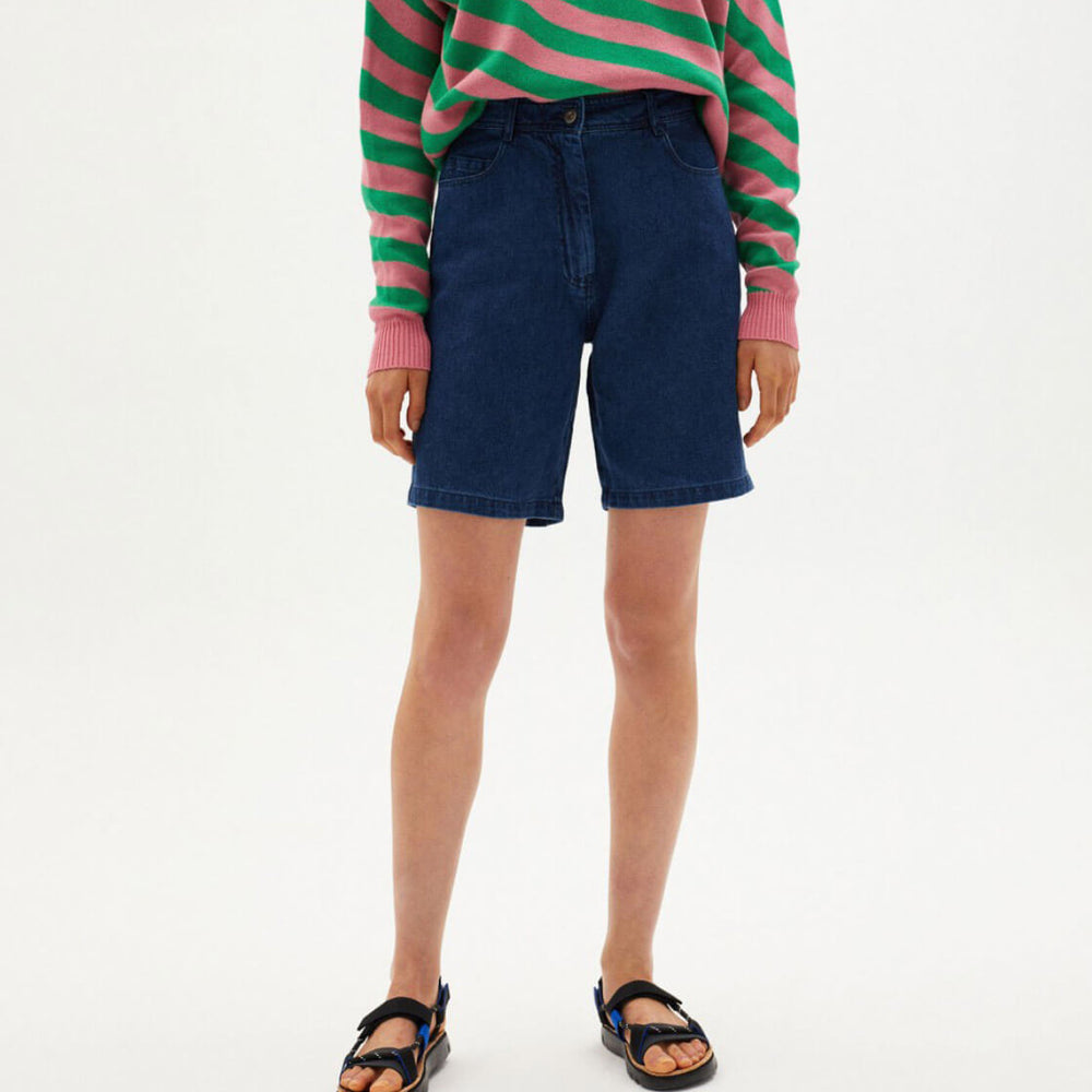 Thinking Mu W Shorts Jasmine blue hemp denim