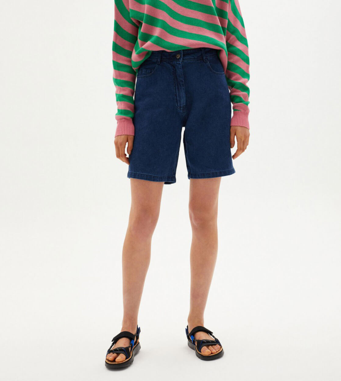 Thinking Mu W Shorts Jasmine blue hemp denim