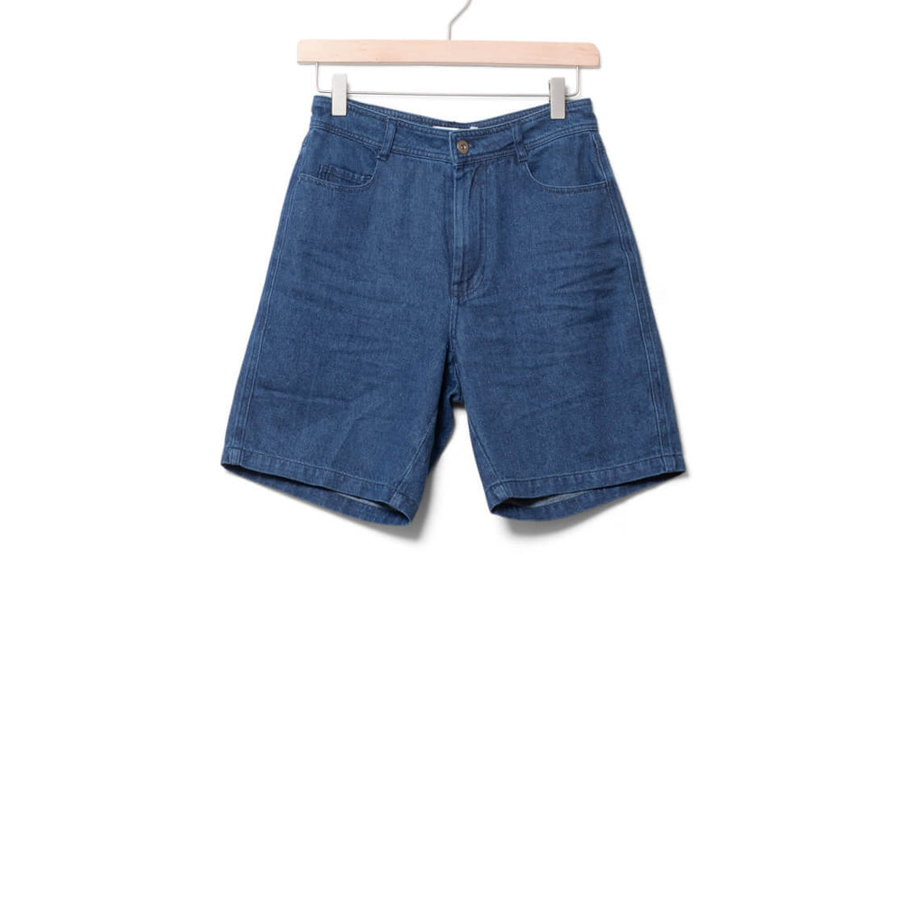 Thinking Mu W Shorts Jasmine blue hemp denim