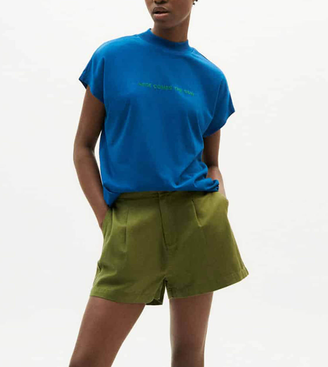 Thinking Mu W Shorts Narciso Hemp green forest