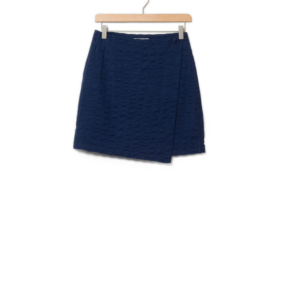 Thinking Mu W Skirt Milena Seersucker blue navy big