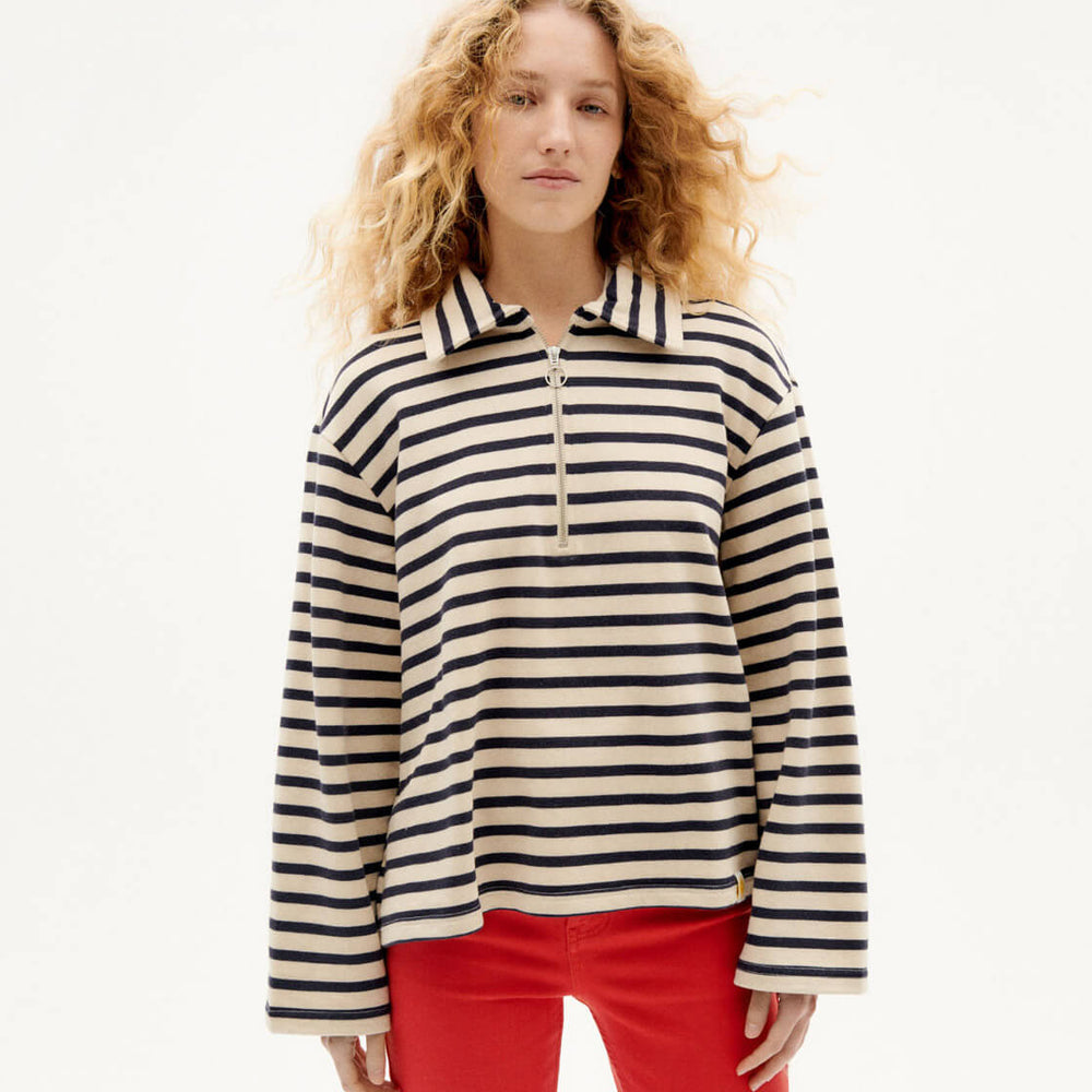 
                      
                        Thinking Mu W Sweater Chelsea blue navy stripes
                      
                    