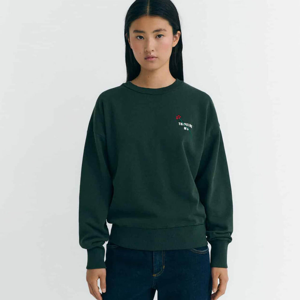 Thinking Mu W Sweater Jodie green flower TM bottle