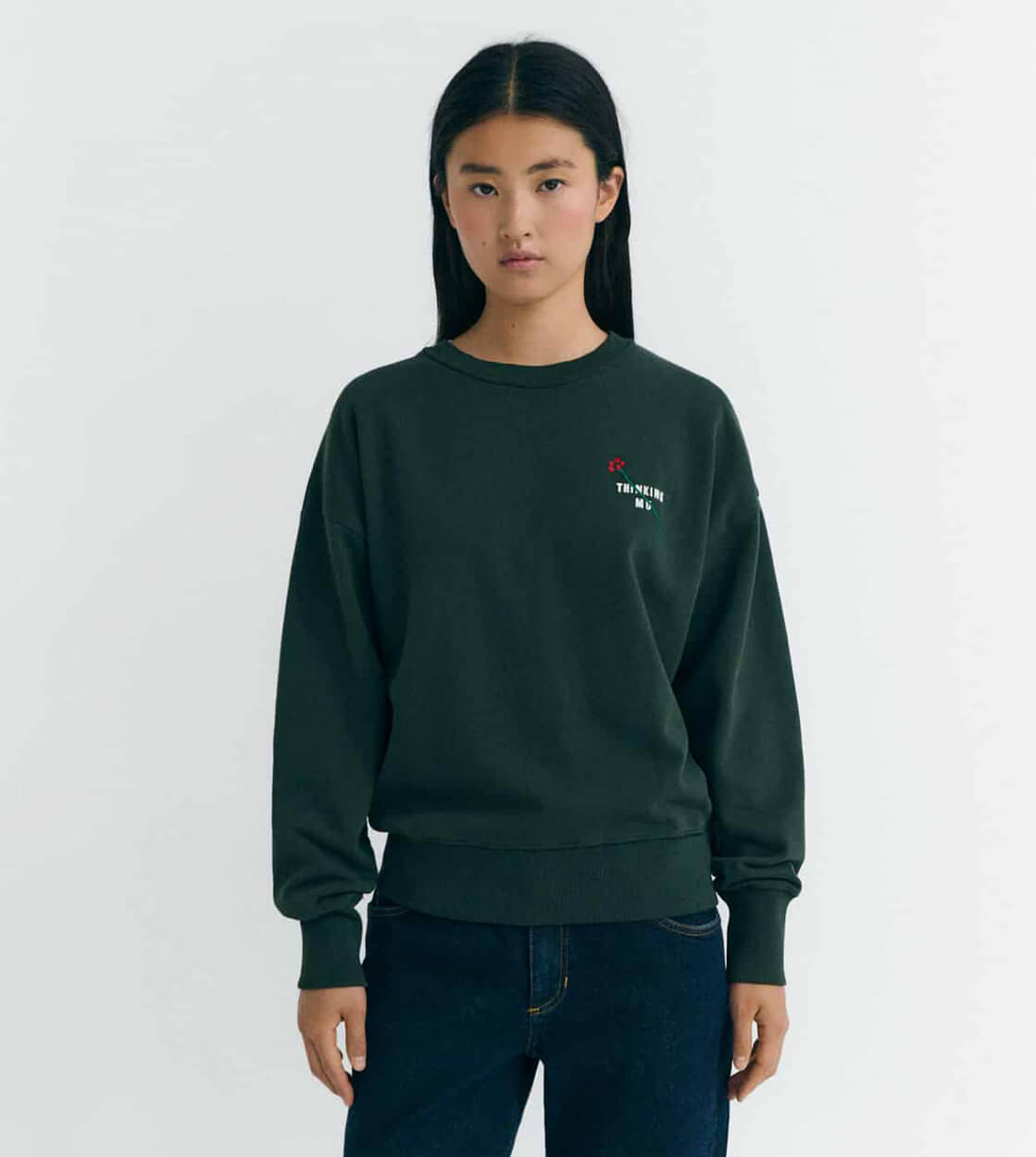 Thinking Mu W Sweater Jodie green flower TM bottle