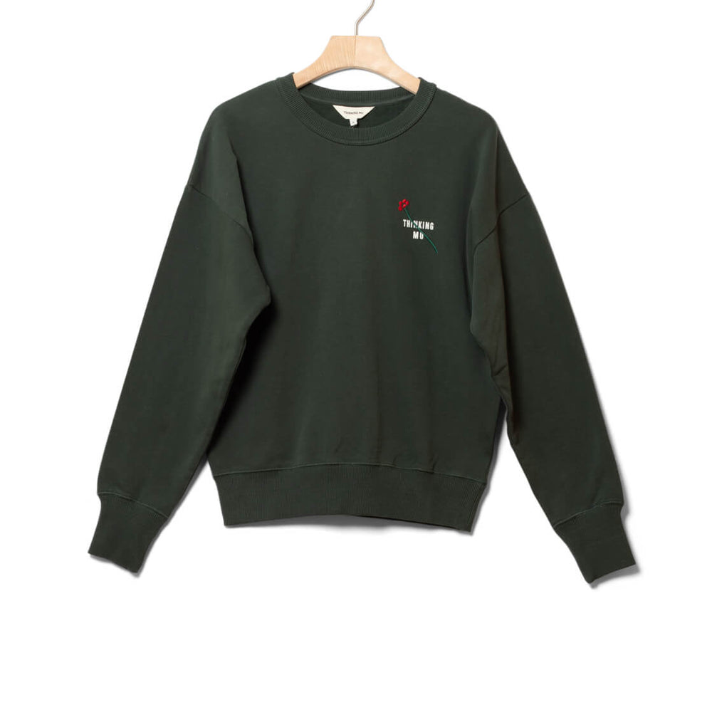 Thinking Mu W Sweater Jodie green flower TM bottle