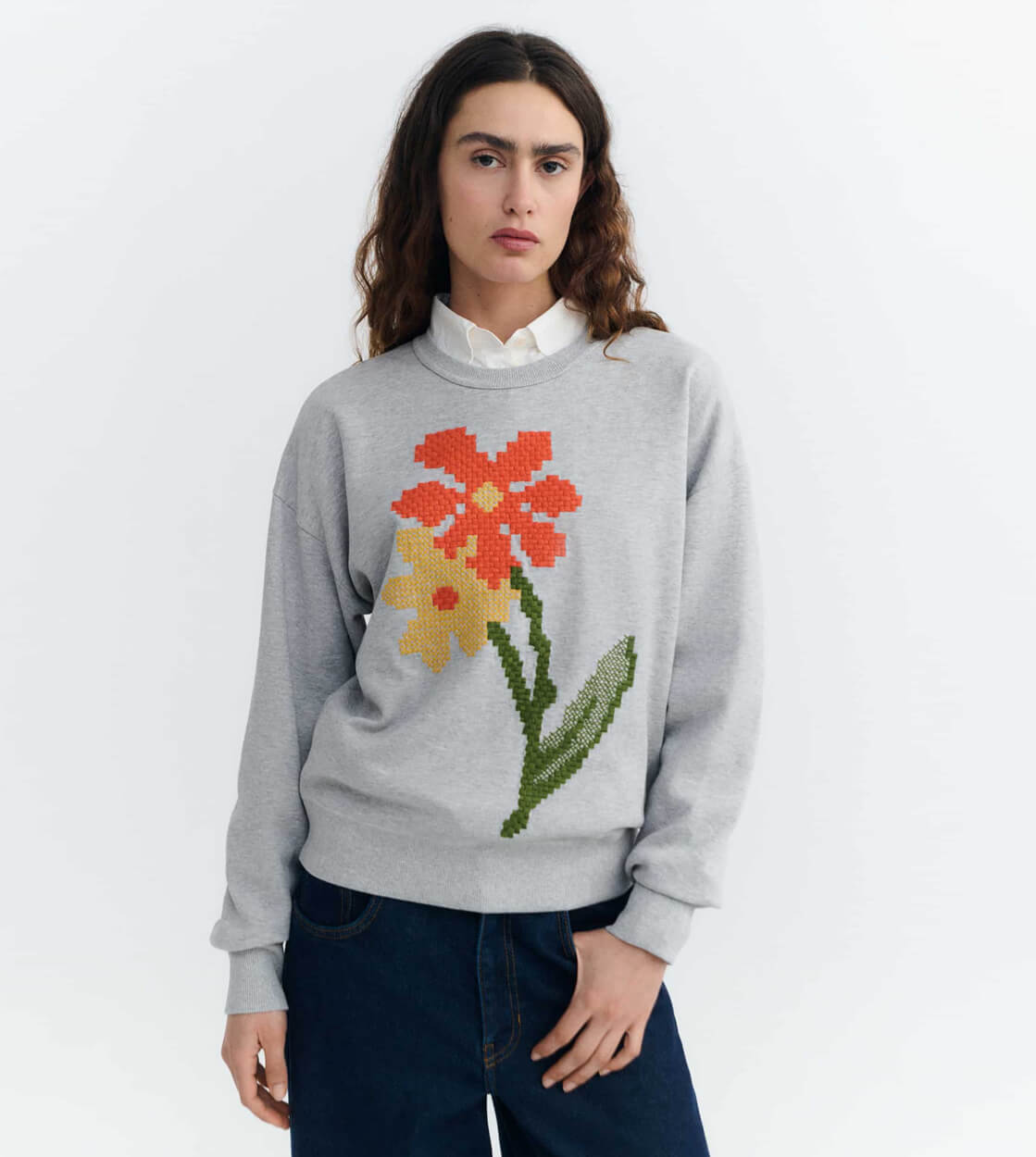 Thinking Mu W Sweater Jodie grey poppy