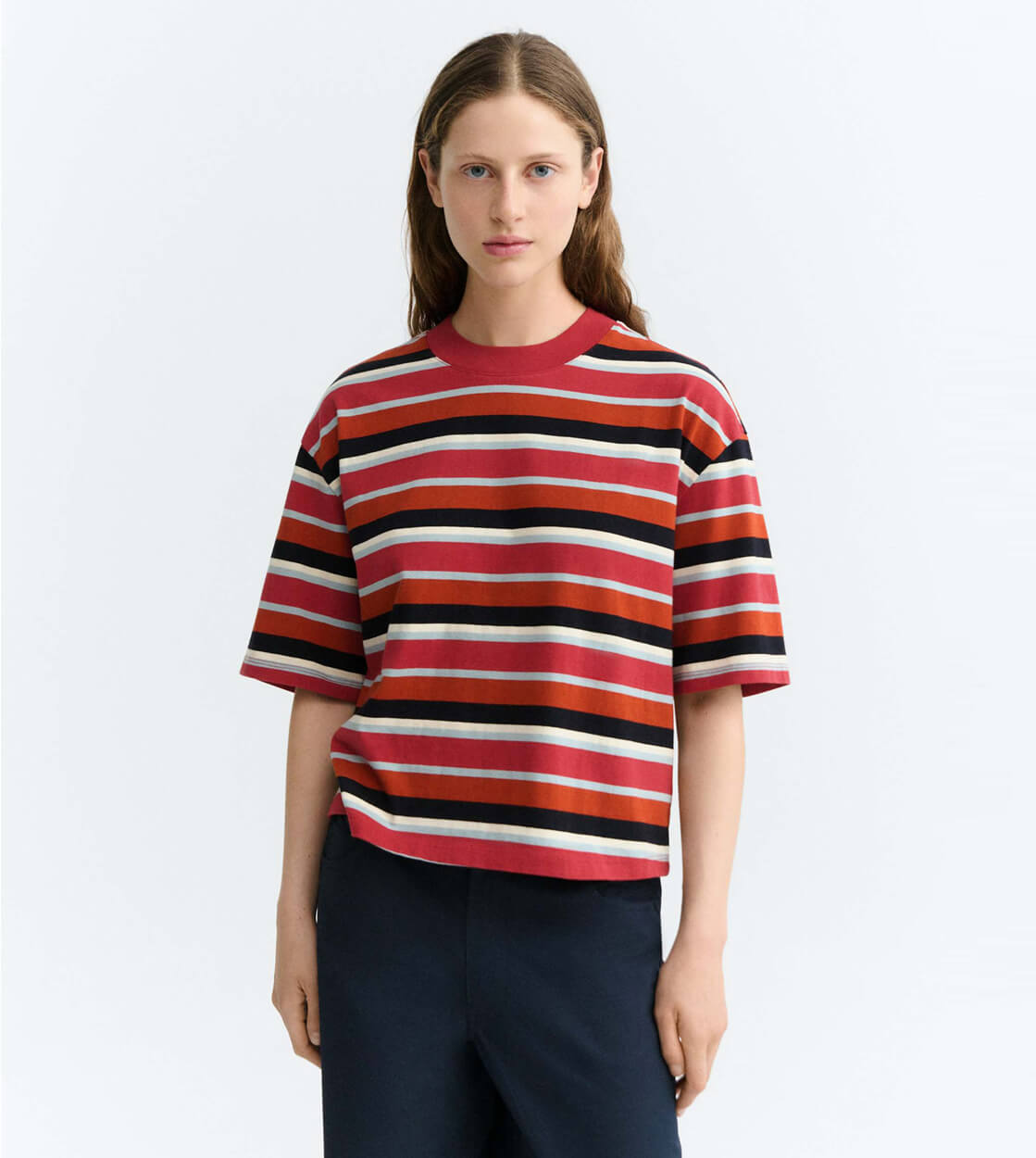 Thinking Mu W T-Shirt Lena Cotton red kiki stripes