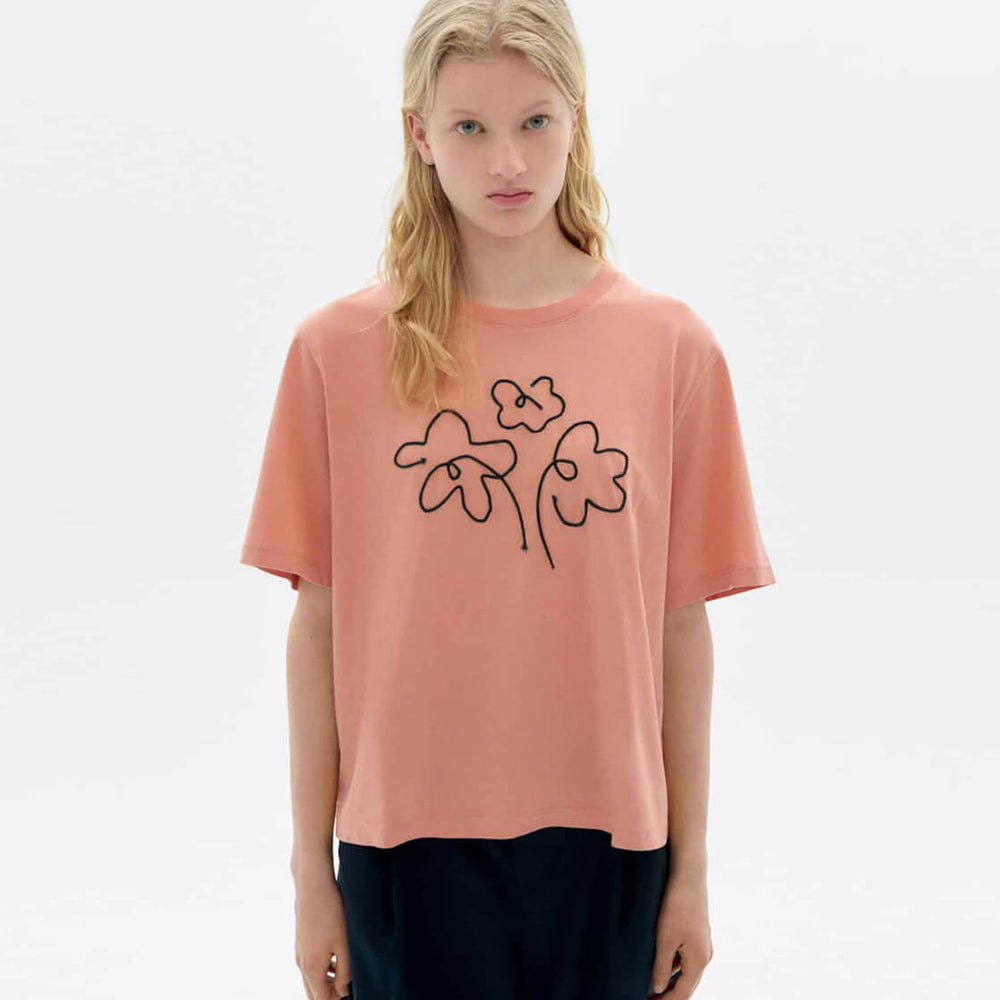 Thinking Mu W T-Shirt Lucia pink flower rope