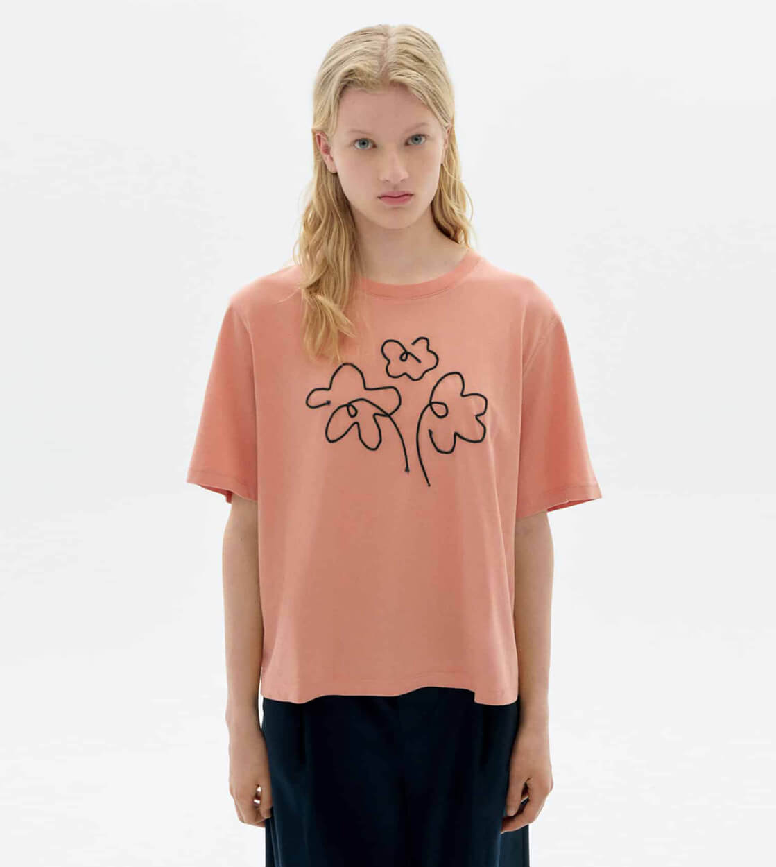 Thinking Mu W T-Shirt Lucia pink flower rope