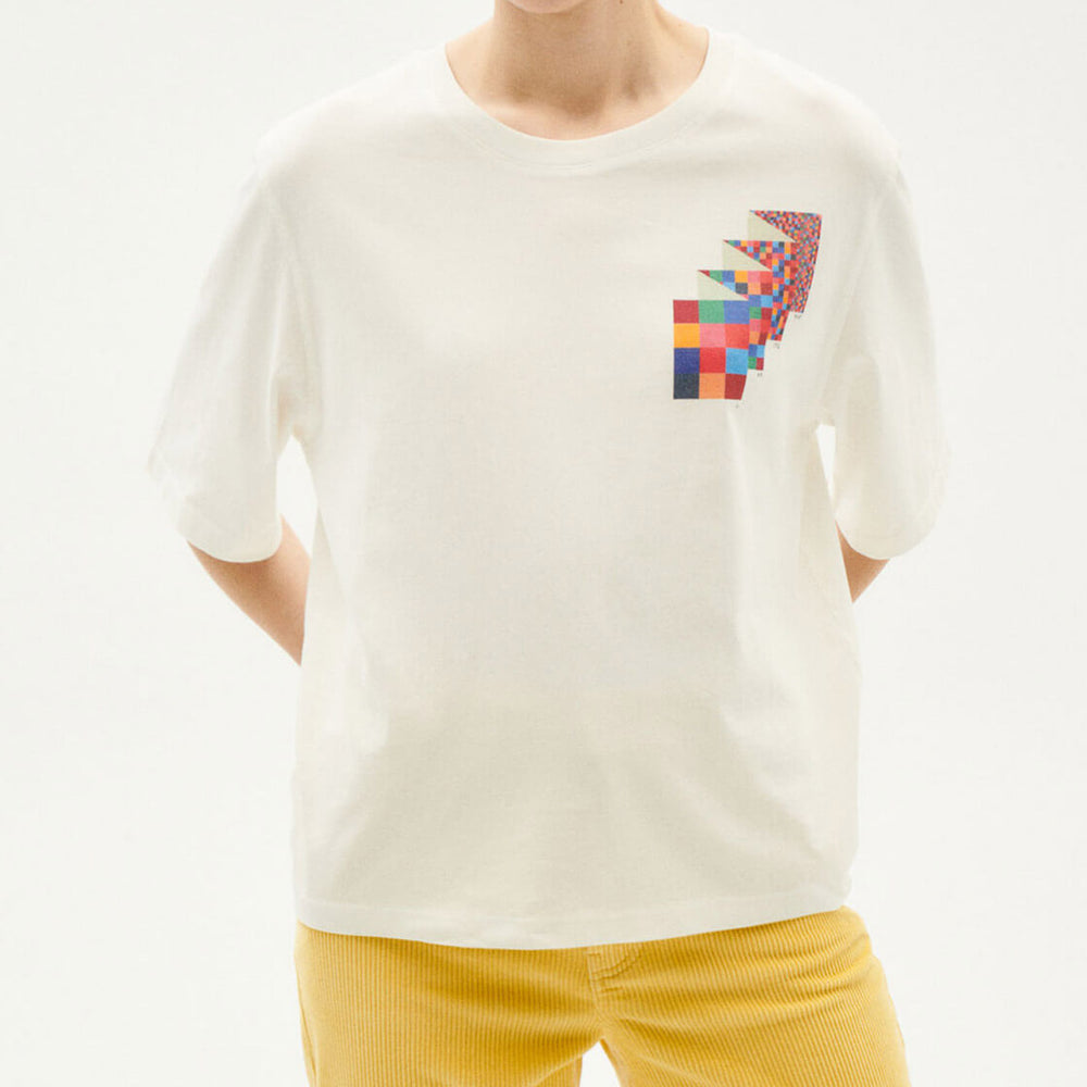 Thinking Mu W T-Shirt Lucia white grid