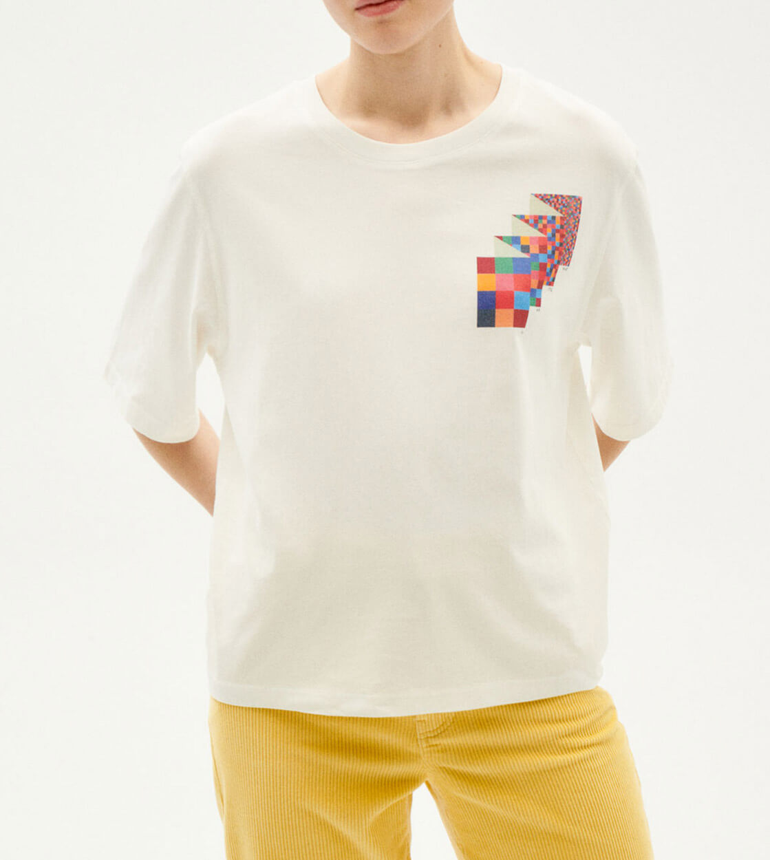 Thinking Mu W T-Shirt Lucia white grid