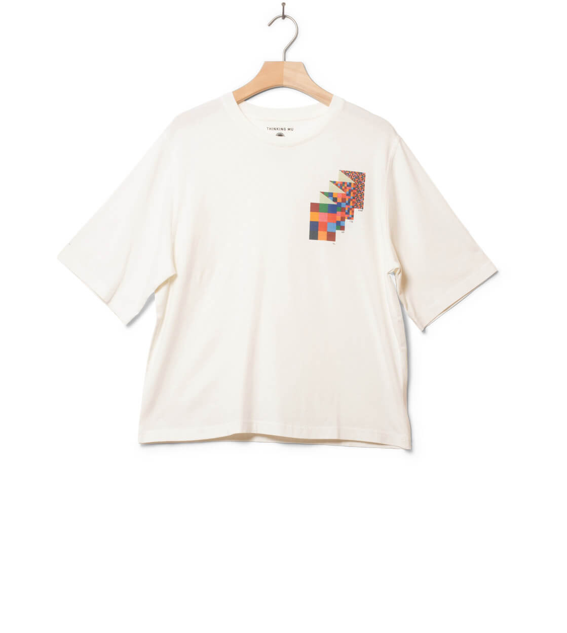 Thinking Mu W T-Shirt Lucia white grid