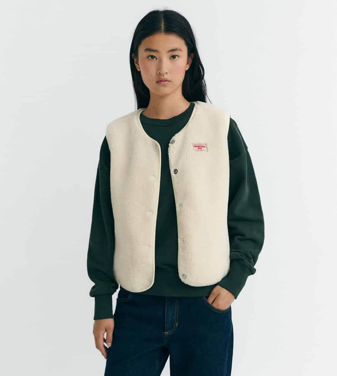 Thinking Mu W Vest Jay II beige ivory