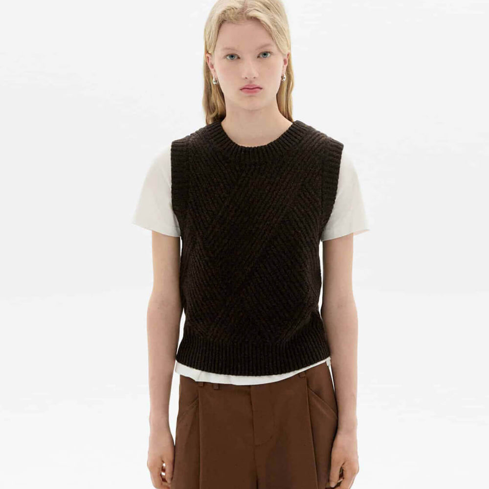 Thinking Mu W Vest Kaia Knitted brown