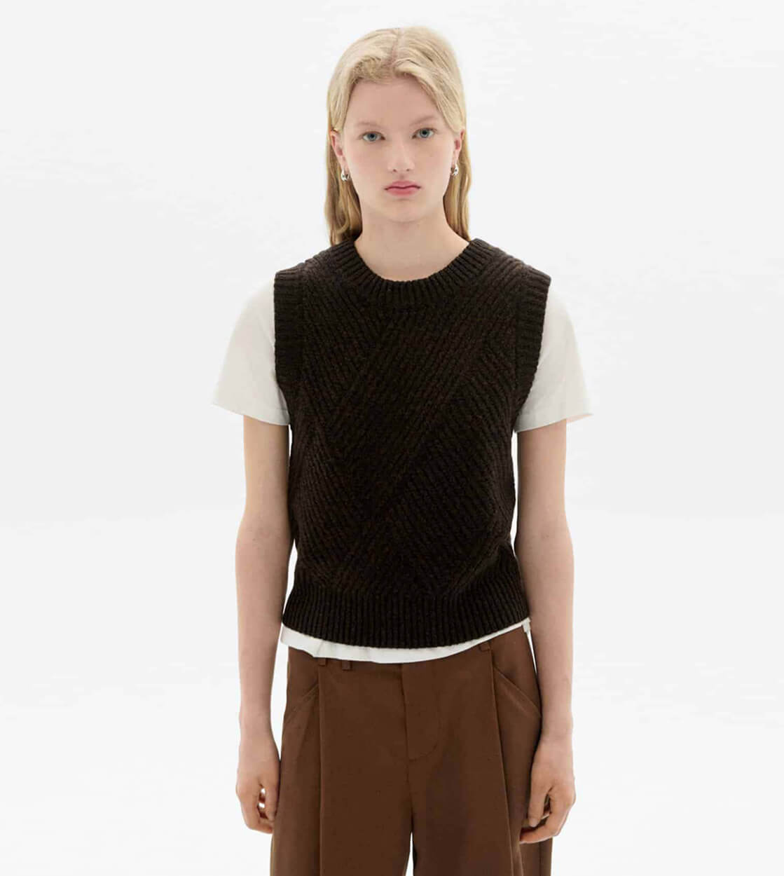 Thinking Mu W Vest Kaia Knitted brown