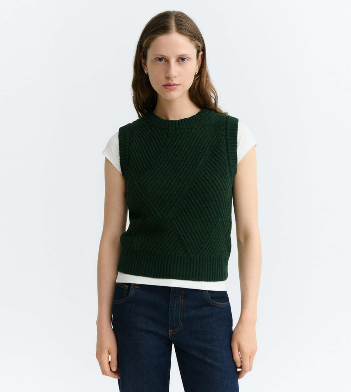 Thinking Mu W Vest Kaia Knitted green
