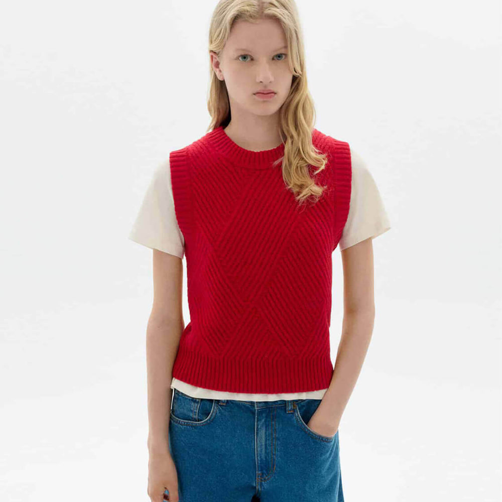 Thinking Mu W Vest Kaia Knitted red