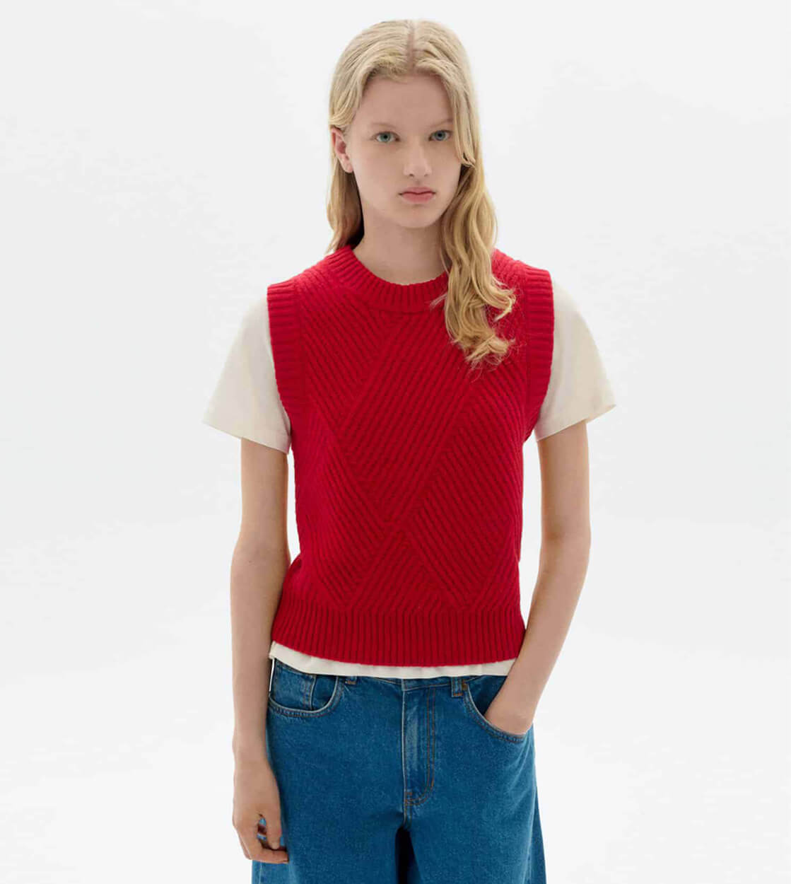 Thinking Mu W Vest Kaia Knitted red