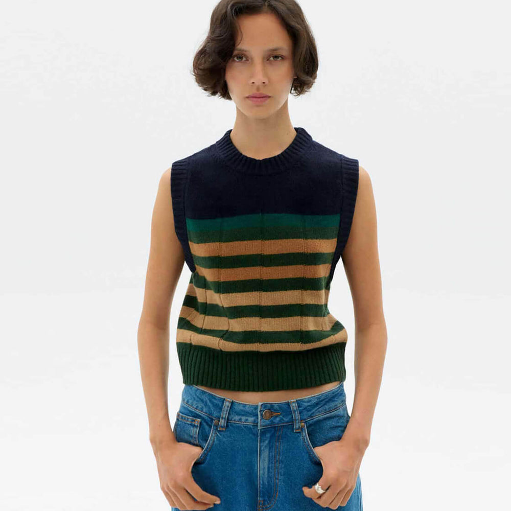 Thinking Mu W Vest Sherry Knitted multicolor green