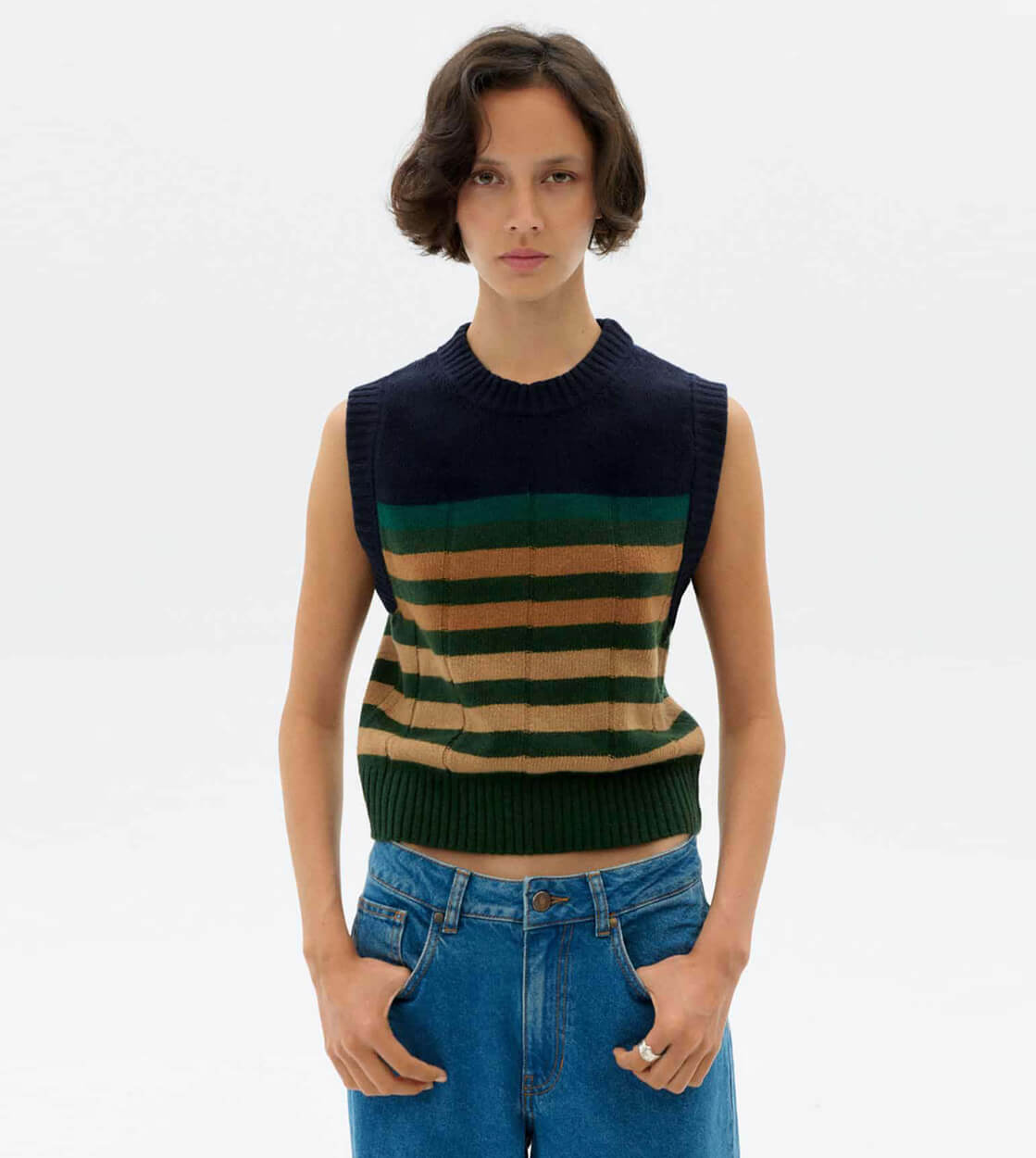 Thinking Mu W Vest Sherry Knitted multicolor green