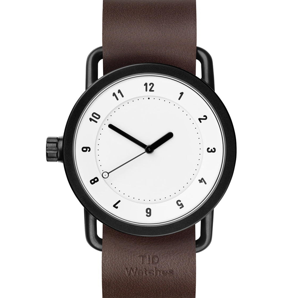 Tid Watch No.1 brown walnut leather/white