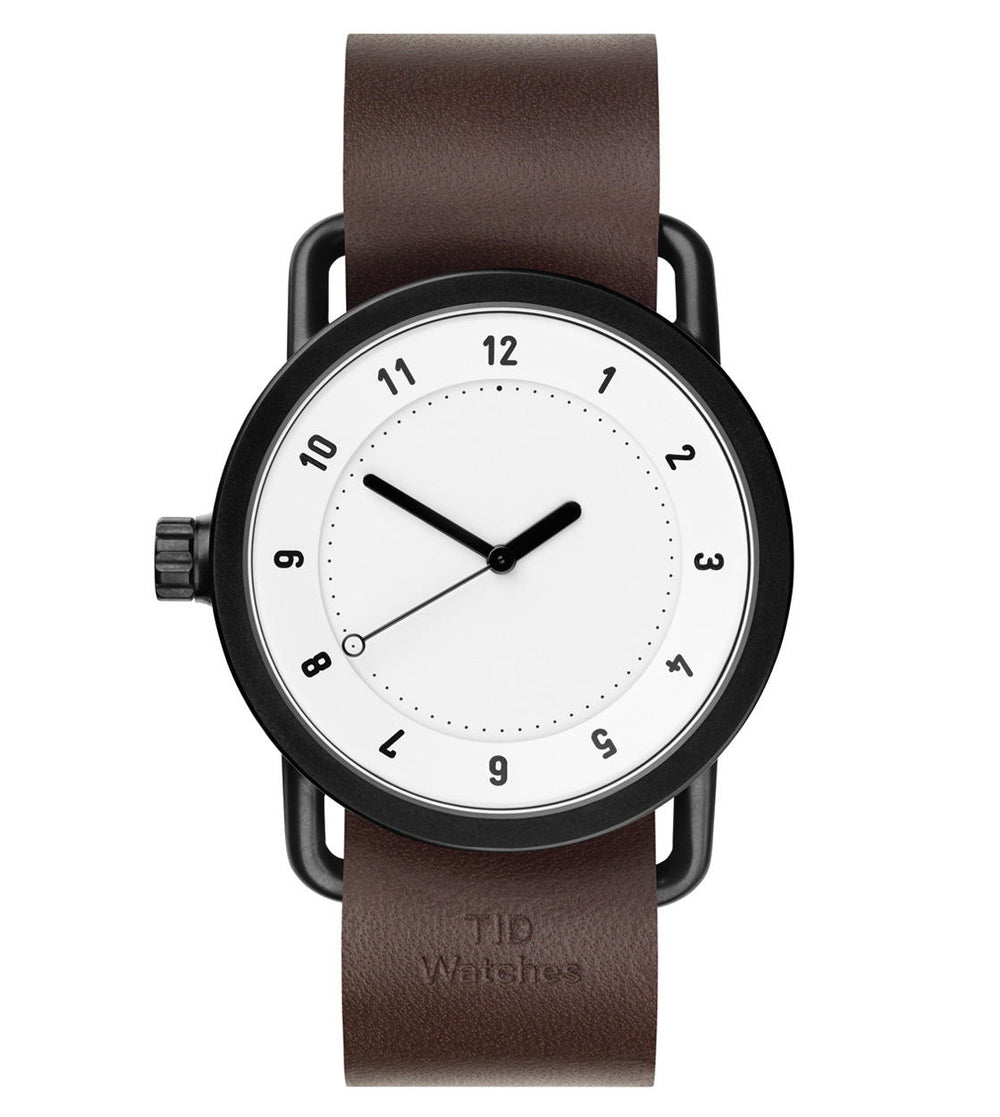 Tid Watch No.1 brown walnut leather/white