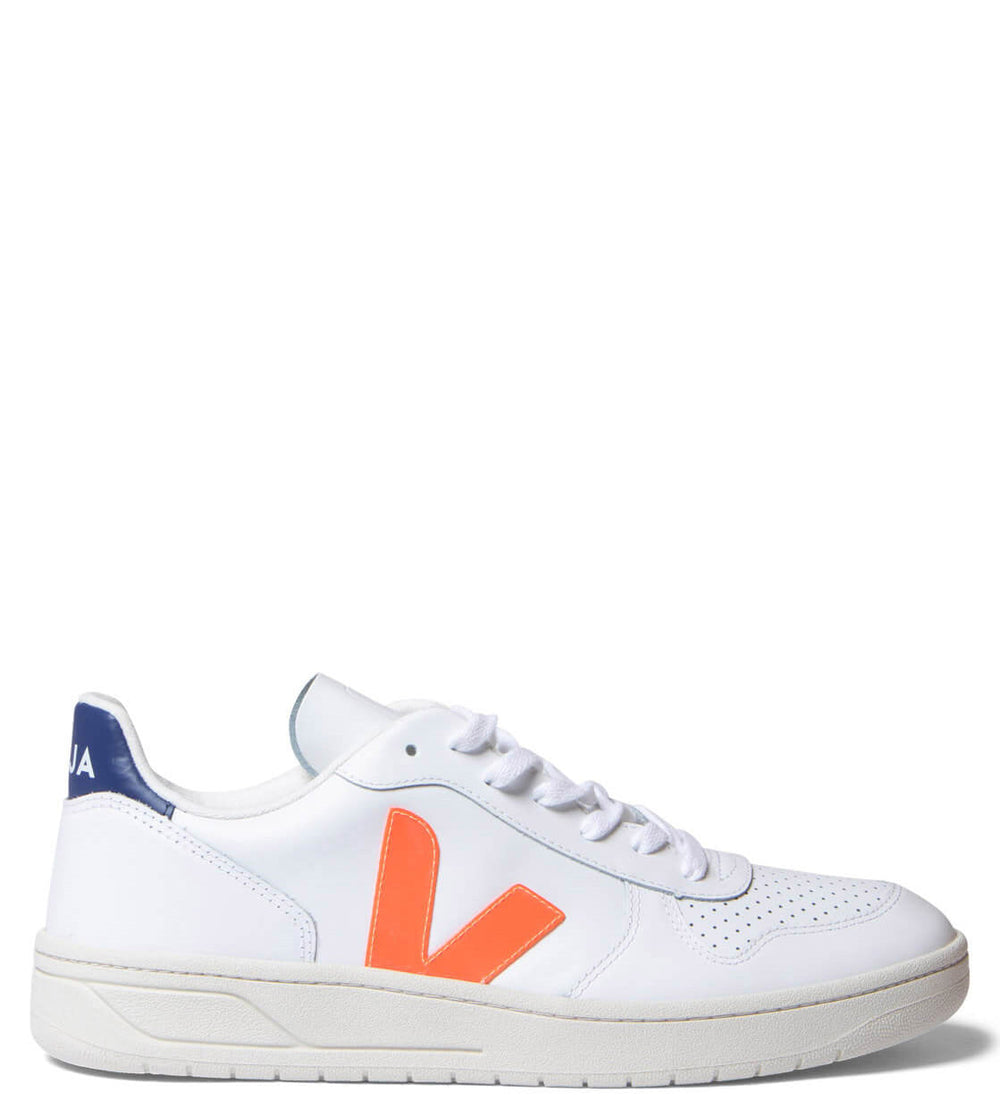 Veja Shoes V-10 Leather white orange fluo cobalt