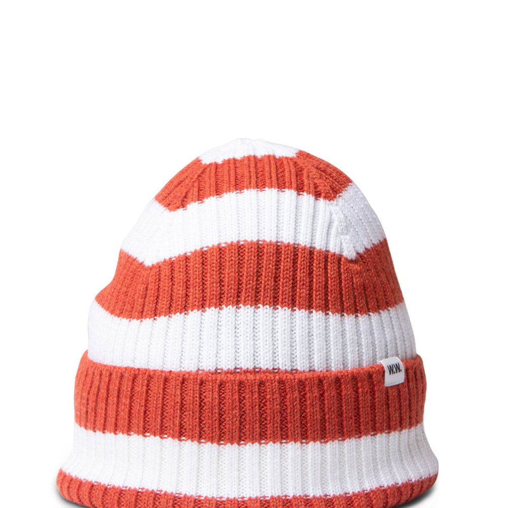 Wood Wood Beanie Luca Stripe orange blood/white