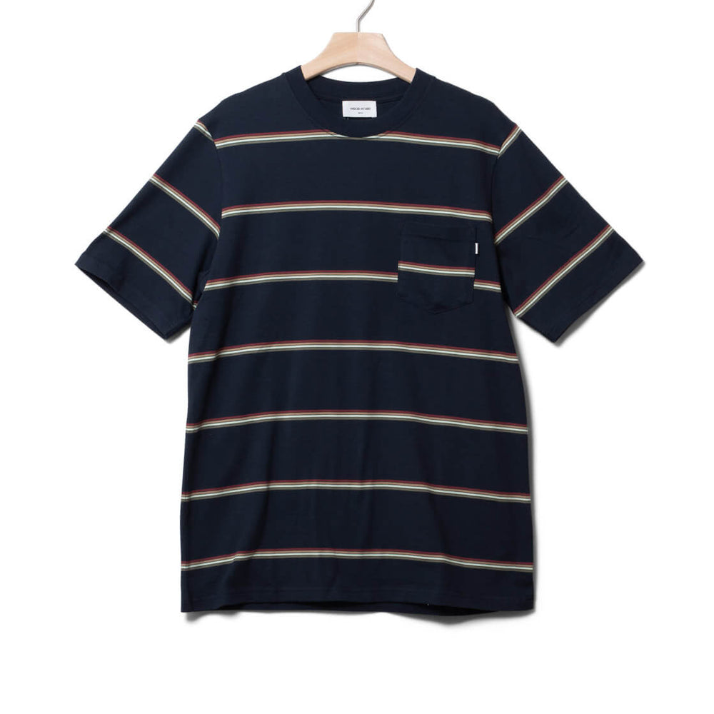 Wood Wood T-Shirt Bobby Stripe blue navy