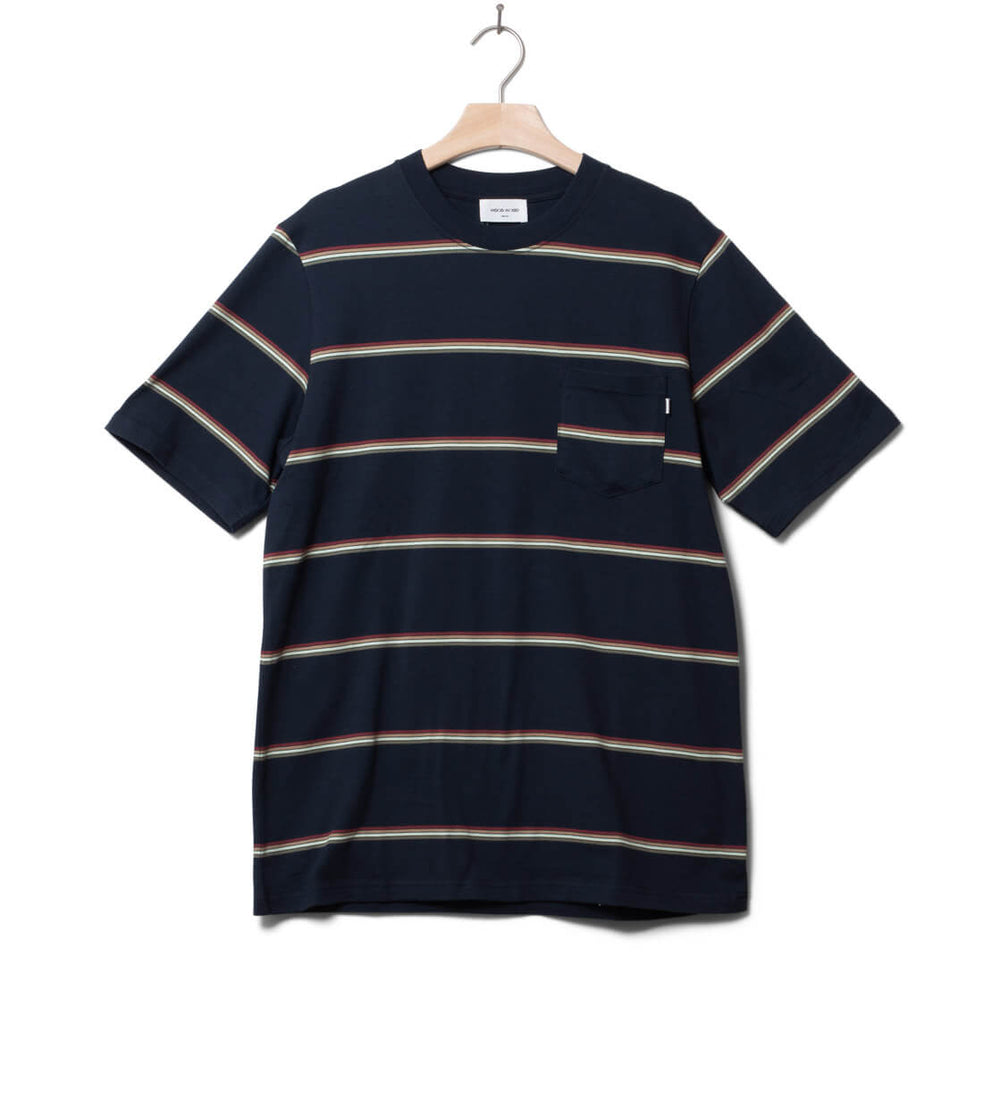 Wood Wood T-Shirt Bobby Stripe blue navy