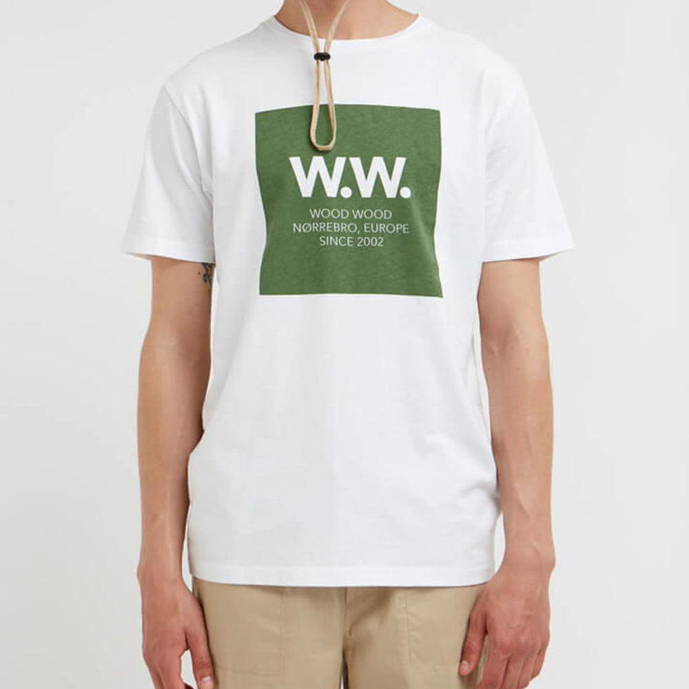 Wood Wood T-Shirt Square white bright green