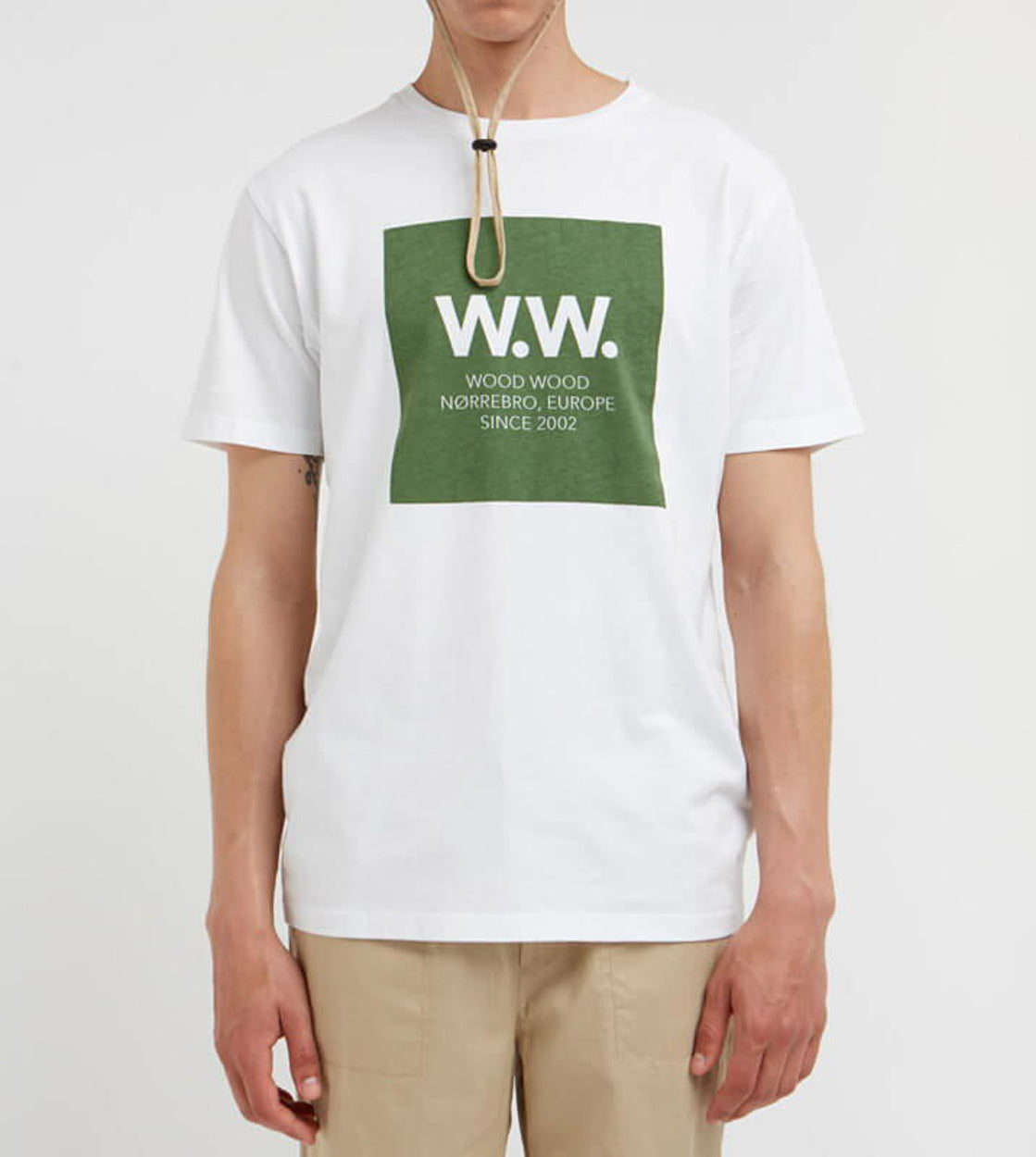 Wood Wood T-Shirt Square white bright green