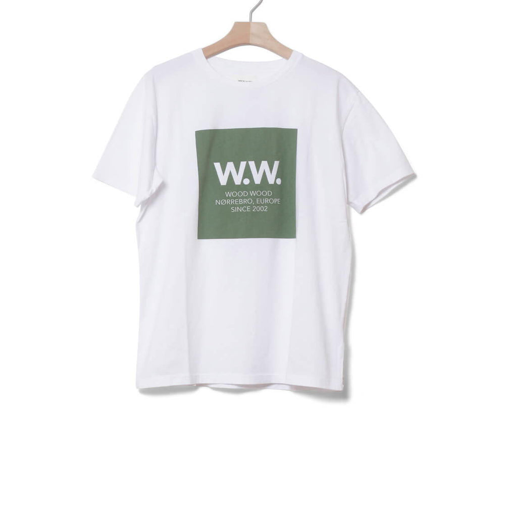 Wood Wood T-Shirt Square white bright green