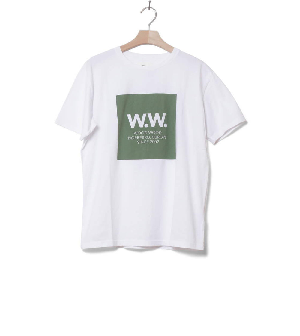 Wood Wood T-Shirt Square white bright green